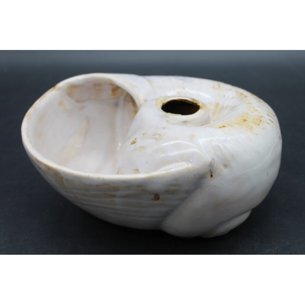 Pier 1 Nautilus Shell Vase Planter Coastal Beach Decor Ceramic 7in Cream Tan